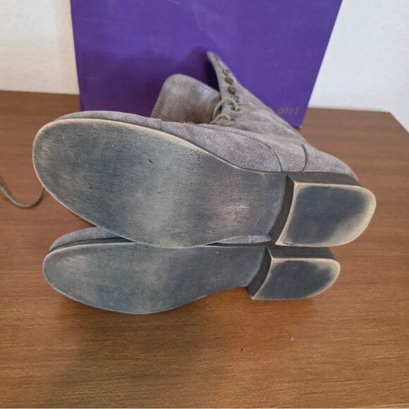 Madden Girl Galeriaa Brown Pari Gray Faux Leather Lace-Up Boots Plaid Lining 10M - Picture 6 of 9